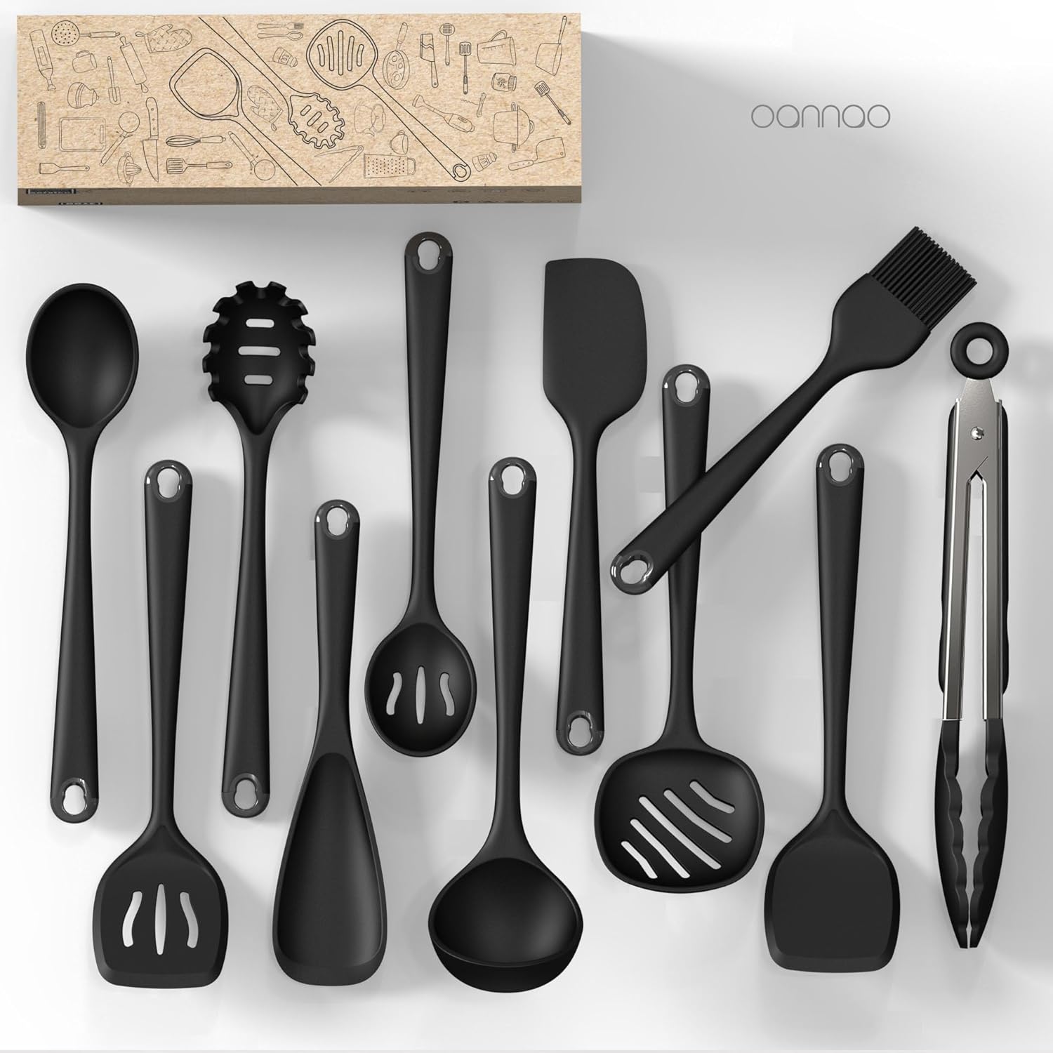 Thickened Silicone Kitchen Utensils Set, 600°F Heat Resistant Silicone Cooking Utensils, Spatula