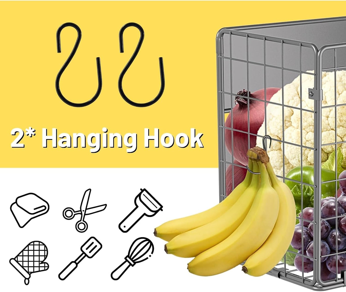 Magnetic Shelf for Fridge, Fruit Potato & Onion Storage Bins, Pantry Organizers & Storage, Large