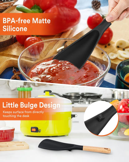 Cooking Spoon for Nonstick Cookwares, Great for Cooking and Serving Sturdy BPA-Free Matte Silicone