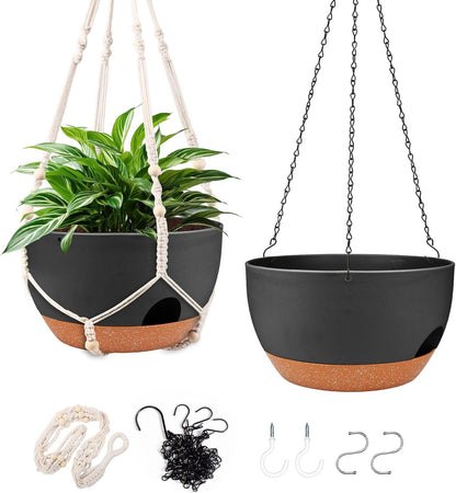 Hanging Planters for Outdoor Indoor Plants, 2 Pack 12 Inch Hanging Basket Plants Outdoor, Self