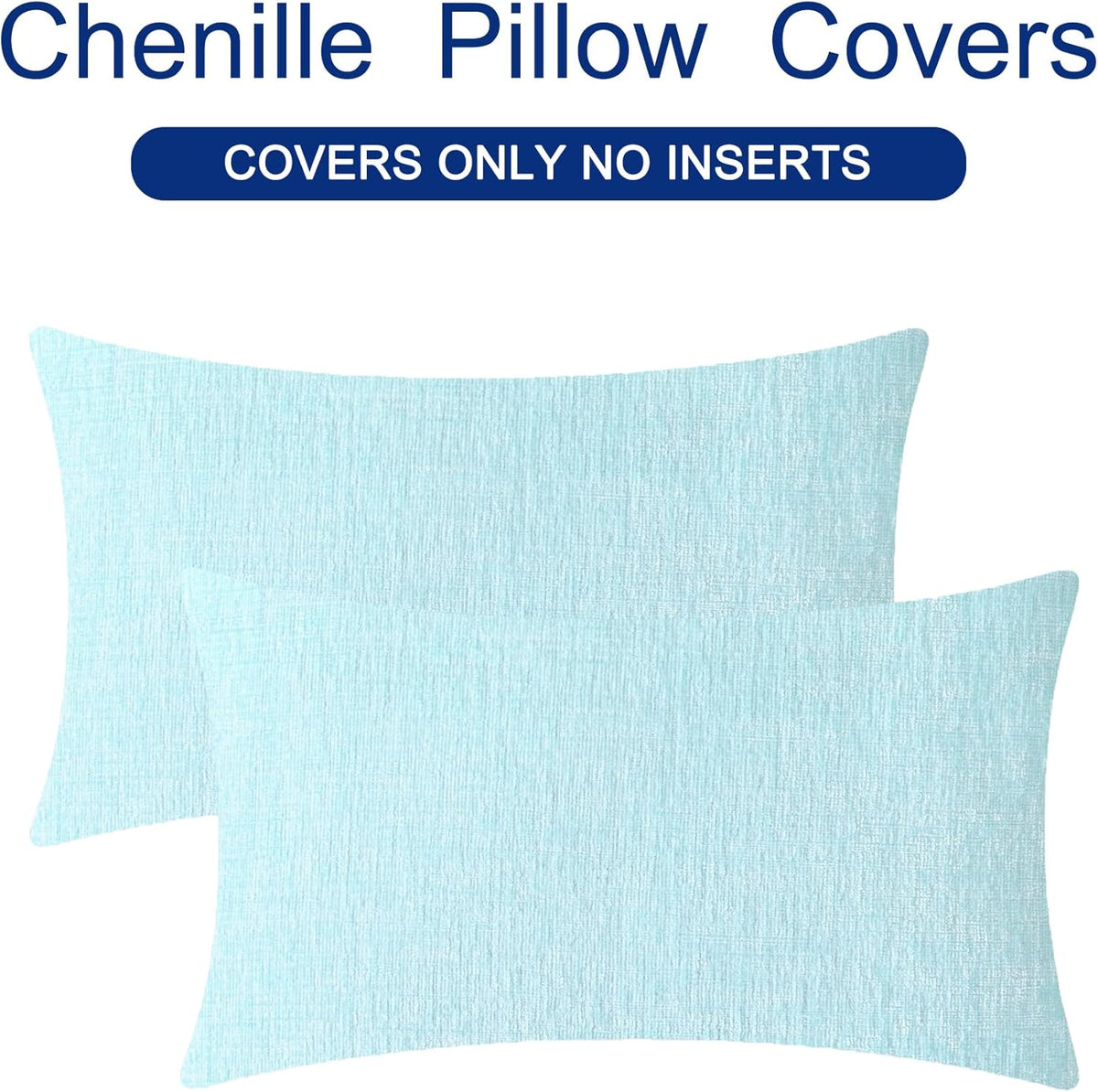 CaliTime Throw Pillow Covers Decorative 12 X 20 Inches Pack of 2 Cozy Chenille Cushion Cases for