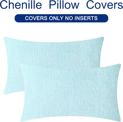 CaliTime Throw Pillow Covers Decorative 12 X 20 Inches Pack of 2 Cozy Chenille Cushion Cases for