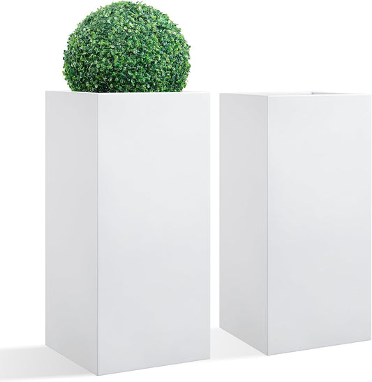 Metallic Heavy Tall Outdoor/Indoor Planter Box, Seamless Metal Planter, Rectangular