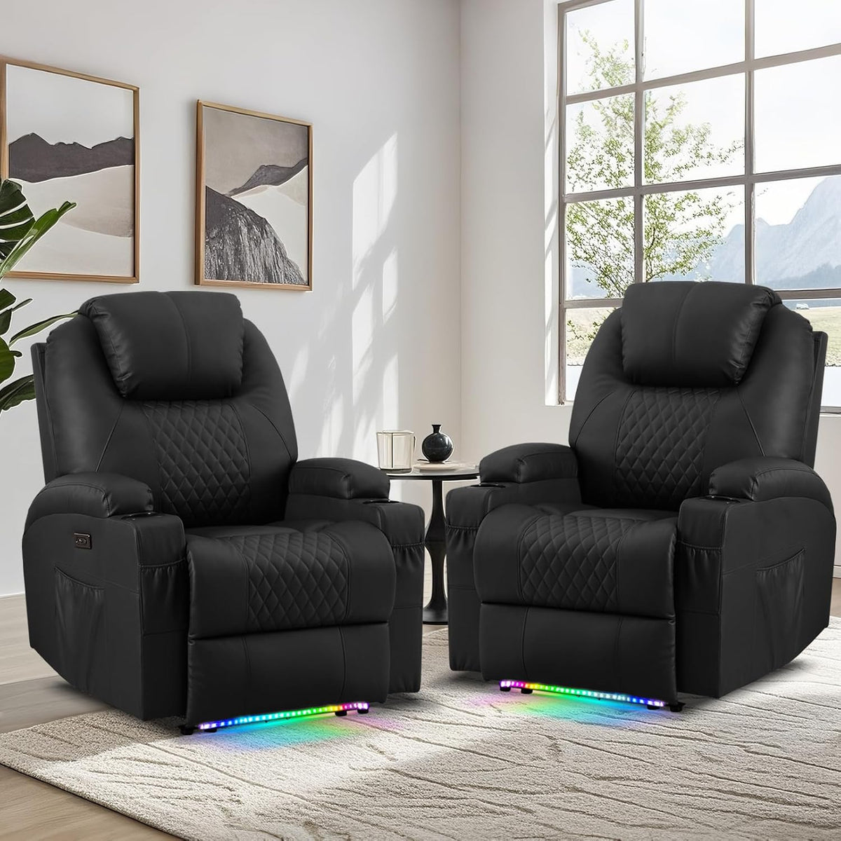 AHMED Power Recliner Chair with Vibration Massage & Heat for Adults, Faux Leather Home Theater