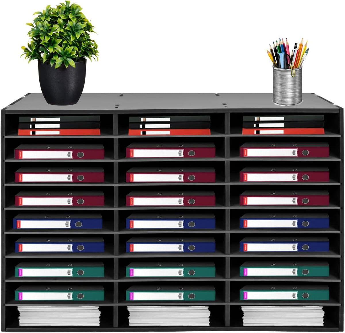 Literature Organizer 27 Slots Compartments Desktop File Sorter Mail Center Paper Storage Cabinet