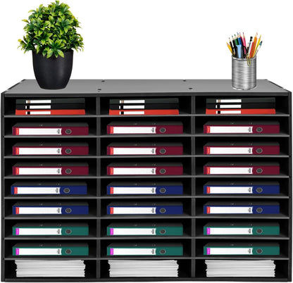 Literature Organizer 27 Slots Compartments Desktop File Sorter Mail Center Paper Storage Cabinet