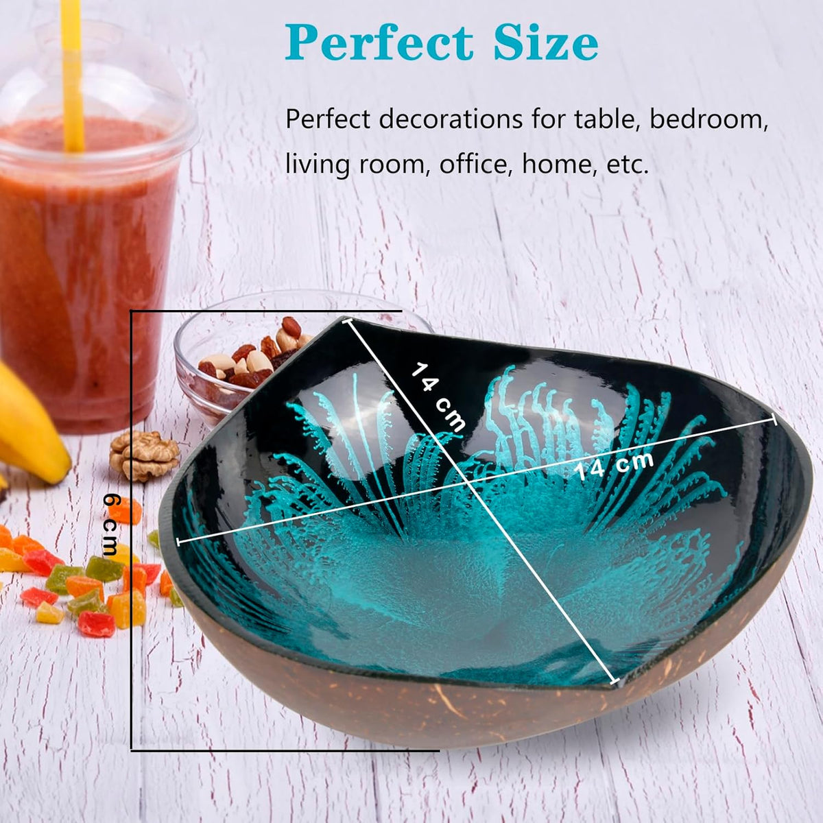 Coconut Bowls Decorative Candy Dish - Heart Acai Bowl, Natural Wooden Candy Dish, Key Bowl Holder