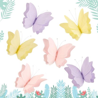 SUNBEAUTY Butterfly Party Decorations Hanging Butterfly Decorations 6Pcs Crepe Paper Garden 3D
