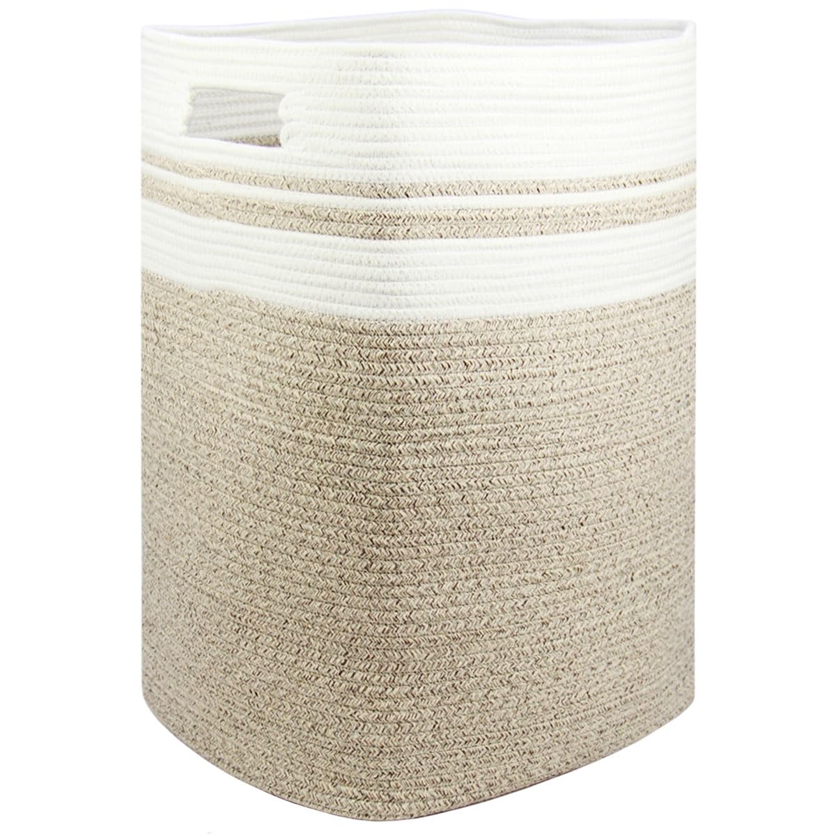 Casaphoria Laundry Hamper, Light Brown Cotton, 16x13x22in, Foldable, Square, Large, Box, 50L