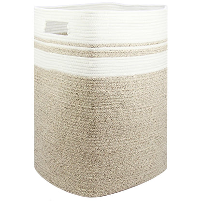Casaphoria Laundry Hamper, Light Brown Cotton, 16x13x22in, Foldable, Square, Large, Box, 50L