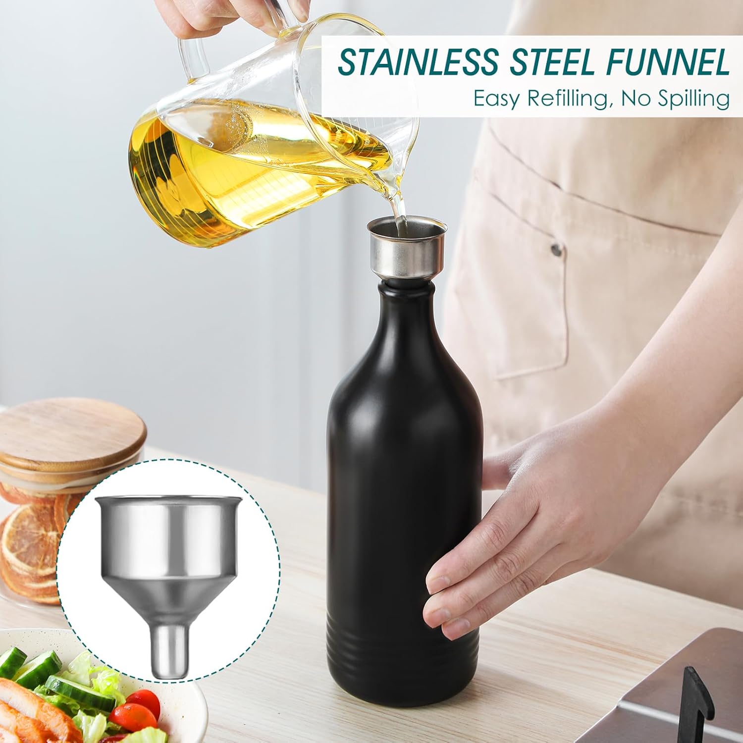 vancasso 20 Oz Ceramic Olive Oil Dispenser Bottle, Bottle Dispenser with Spout and Funnel for