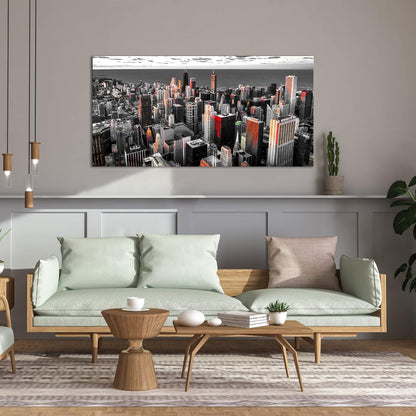 Nachic Wall Black and White Chicago Canvas Print Art Modern Chicago Downtown at Sunset Pictures