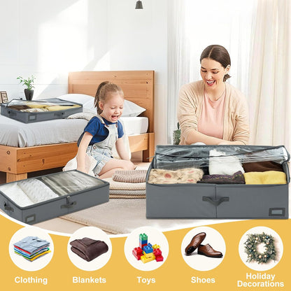 10-Inch Under Bed Organizer, Large Under Bed Storage Container, Underbed Storage Box for Seasonal