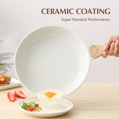 SENSARTE Nonstick Ceramic Frying Pan Skillet with Lid, 11 Inch Omelet Pan, Healthy Non Toxic Chefs