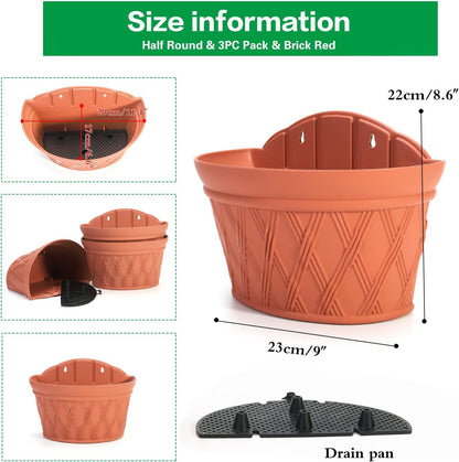 Sungmor Wall Hanging Planters,11.5 Inch Hanging Flower Pots for Railing Fence - Indoor Outdoor