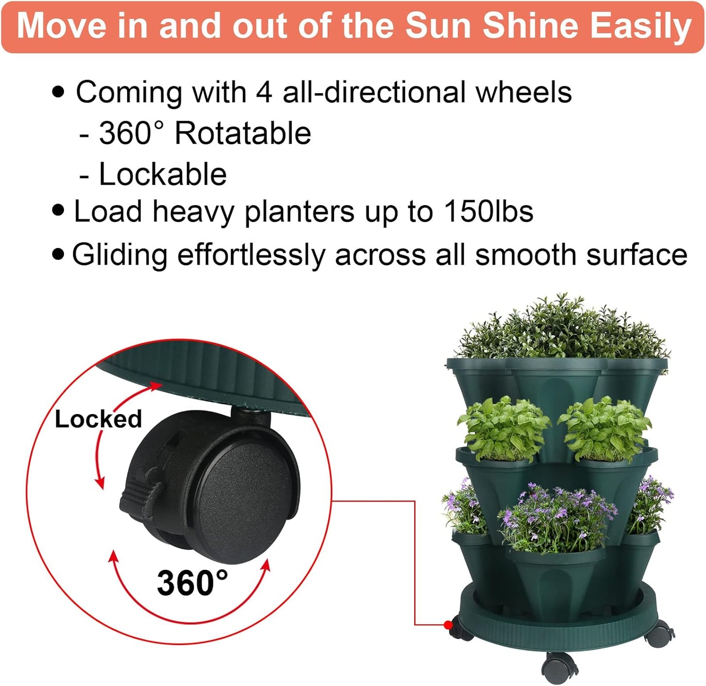 Vertical Planter 3 Tier Stackable Planters Garden Planters Strawberry Herb Flower and Vegetable