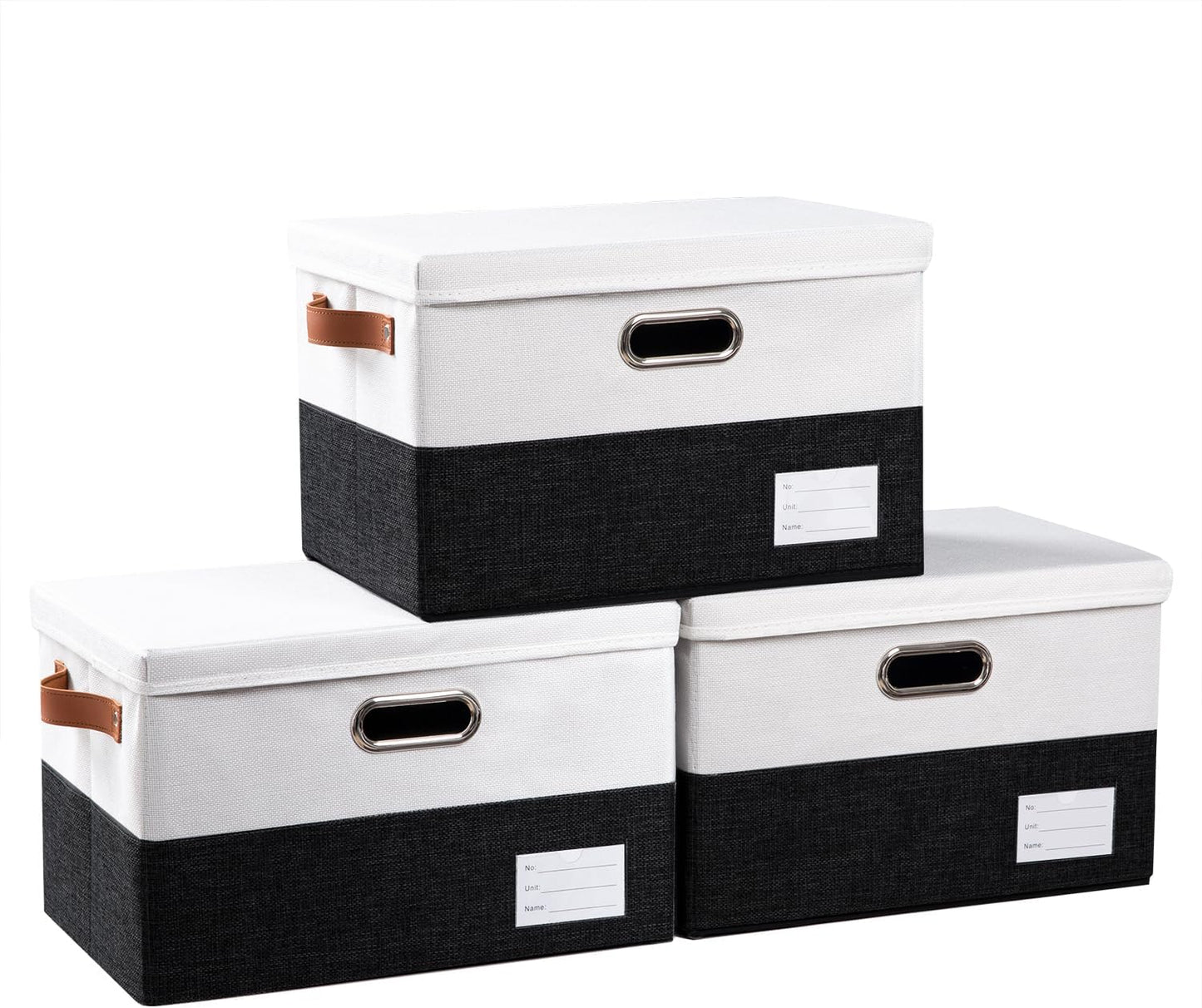PRANDOM Foldable Storage Bins with Lids [3-Pack] Fabric Collapsible Storage Boxes Baskets Cubes