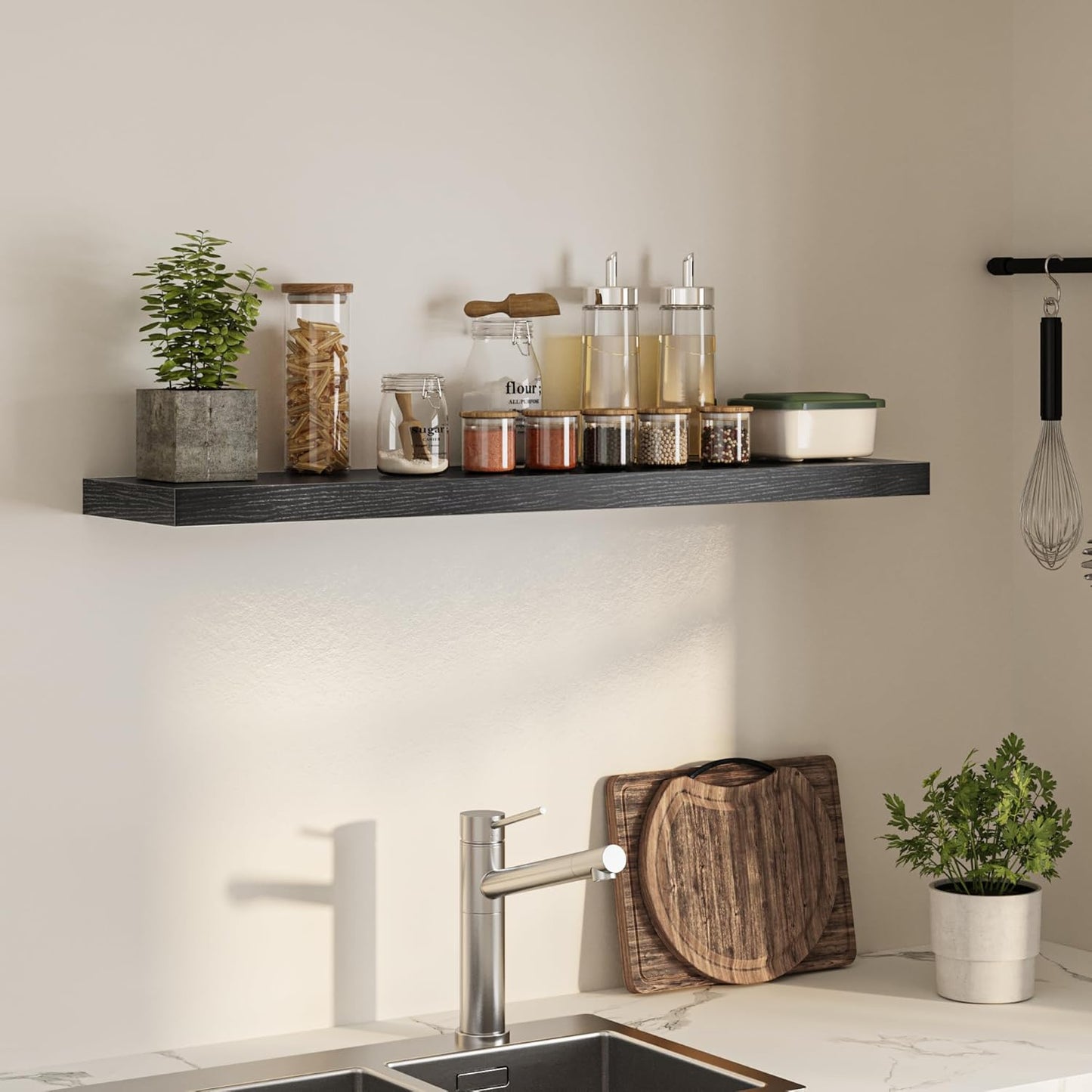 Floating Shelves for Wall, 48" W x 9.3" D x 1.5" H, Wooden Wall Mounted Display Shelves with