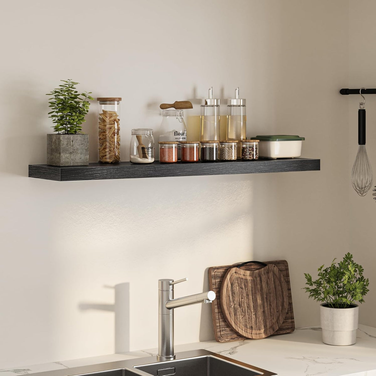 Floating Shelves for Wall, 48" W x 9.3" D x 1.5" H, Wooden Wall Mounted Display Shelves with