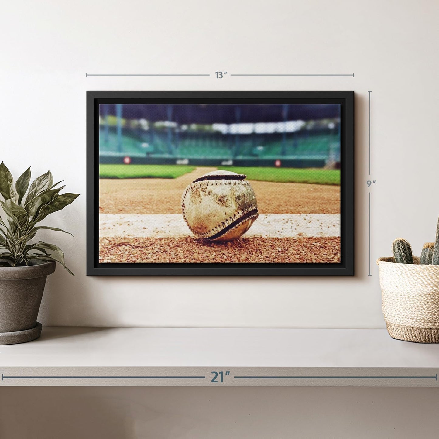 ElephantStock Baseball In Stadium Wall Art - Horizontal Framed Canvas - 1-Piece Living Room Wall