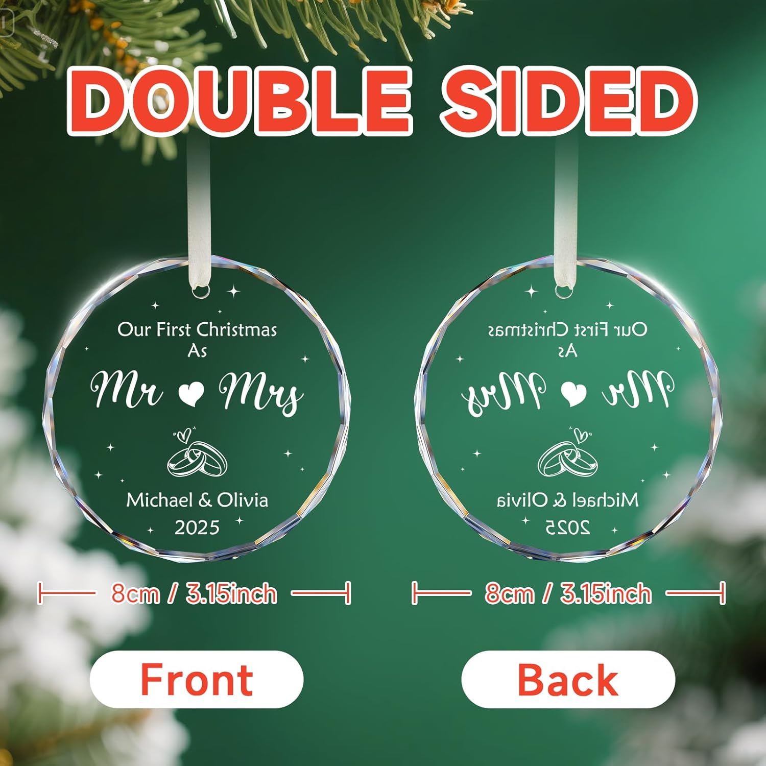 Our First Christmas As Mr & Mrs Ornament 2025, Personalized Christmas Ornaments Custom Name and