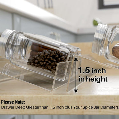 Antimbee Spice Drawer Organizer, 4 Tier- 8 Pack Kitchen Spice Rack Tray for Drawer, Expandable From