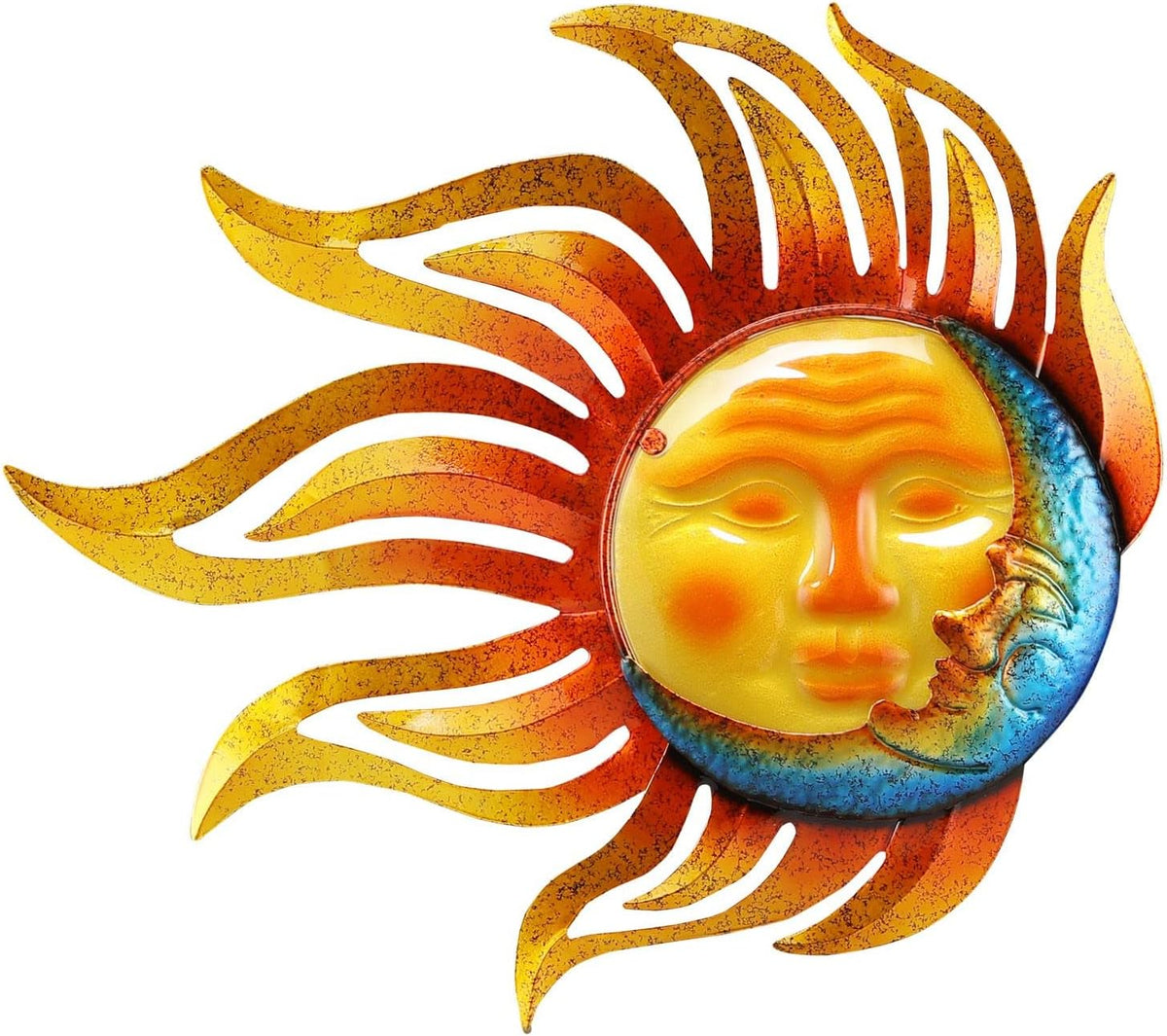 Metal Sun Wall Decor Outdoor Garden Fence Art Sun Moon Wall Art Hanging Lndoor Living Room Yard