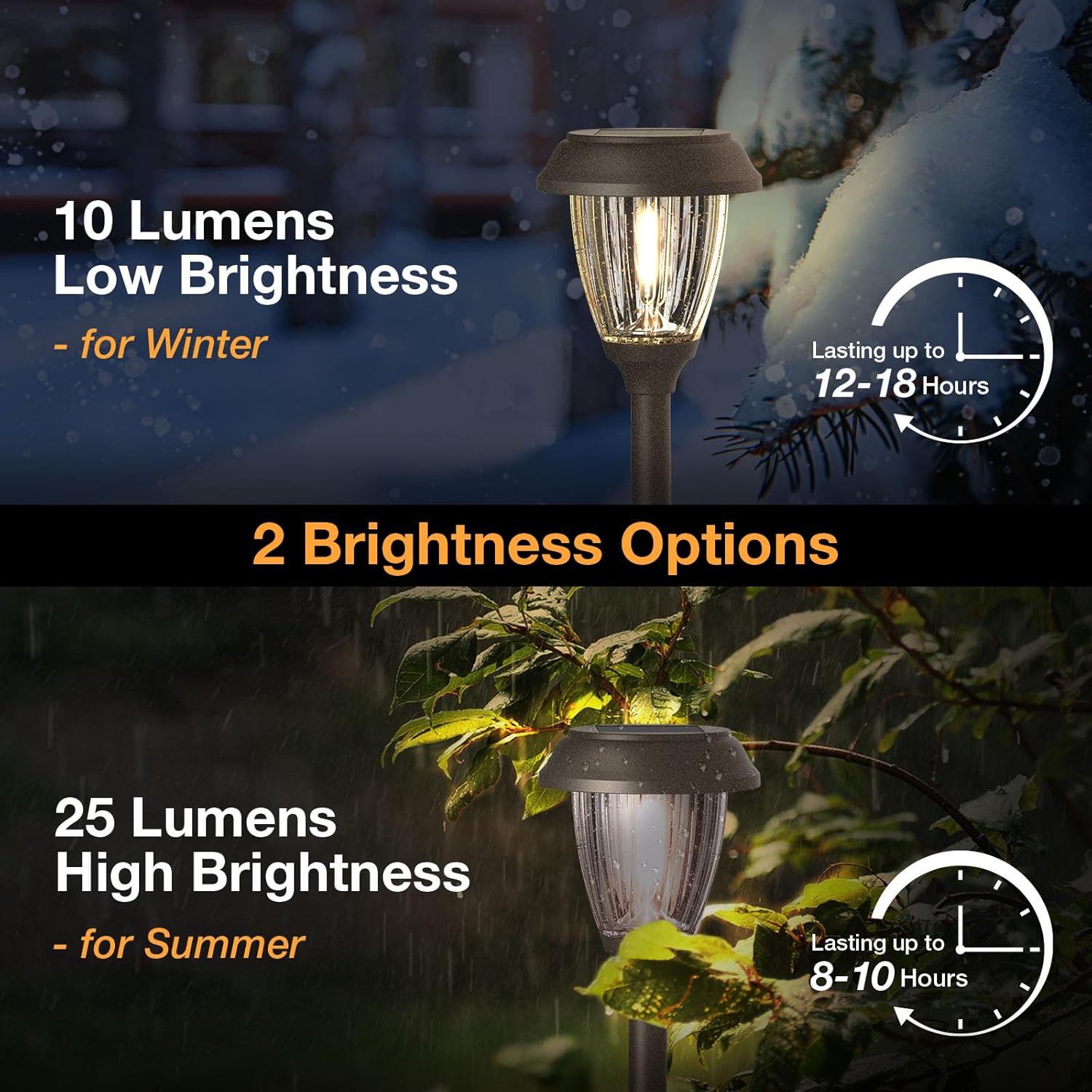 XMCOSY+ Solar Lights Outdoor 10/25 LM LED with 2 Lighting Modes, Solar Garden Lights Glass and