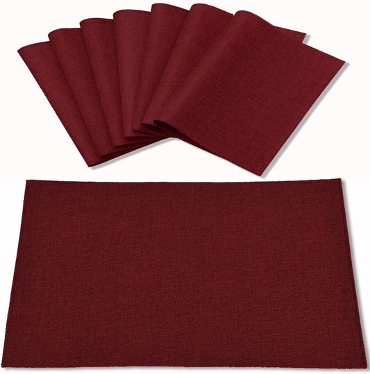 Cloth Placemats Set of 8, Linen Type Fabric Placemats Machine Washable Heat Resistant Placemats