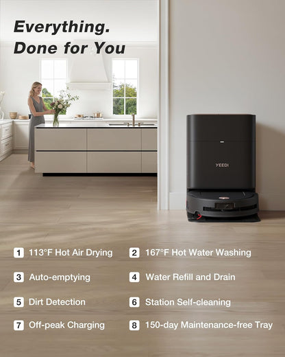 Yeedi M14 Plus Robot Vacuum and Mop, 18,000Pa Suction, OZMO Roller Instant Self-Washing Mopping