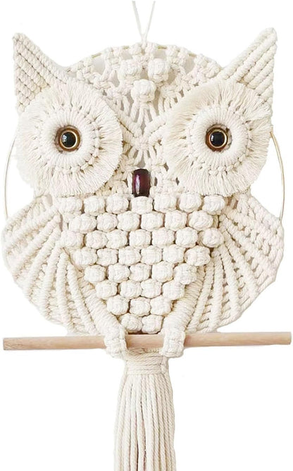 Owl Macrame Wall Hanging-Hand Woven Boho Tapestry-Macrame Wall Decor -Owl Decor for Bedroom, Living