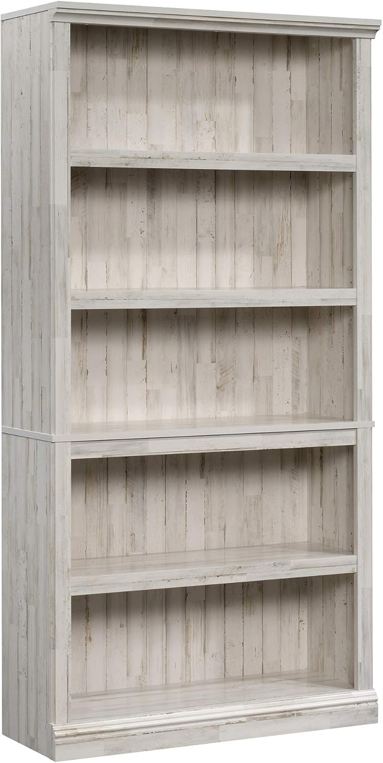 Sauder 5 Tier Book Shelf Wooden Bookcase Multipurpose Bookshelf for Home Office, Living Room, in