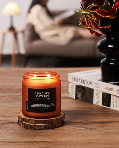 M&SENSE Cinnamon Pumpkin Fall Scented Candles, 11.6oz Soy Natural Candles 70 Hours Long Lasting