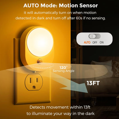 L LOHAS LED Plug in Night Light with Motion Sensor and Dusk to Dawn Sensor,[4-PACK] Night Lights