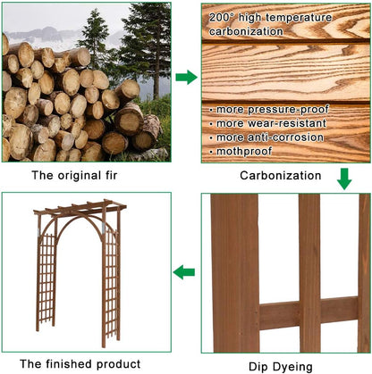VINGLI 85in Wooden Arbor Garden Arch, Wedding Arch for Ceremony, Wood Trellis for Plant Climbing