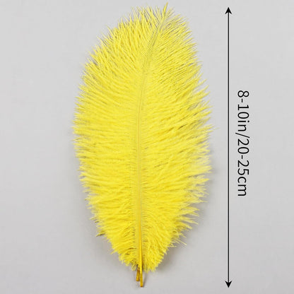 THARAHT Yellow Ostrich Feathers 12pcs Natural Bulk 8-10Inch 20cm-25cm for Crafts Wedding Party