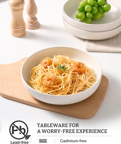 famiware Milkyway Pasta Bowls Set of 4, 8.5" Large Salad Bowls, Double Reactive Glaze, Sturdy &
