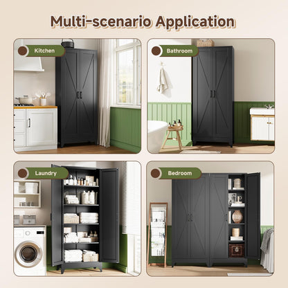 Letaya Storage Cabinet,75" H Metal Kitchen Pantry Cabinets with Doors and Adjustable Shelves,Pantry