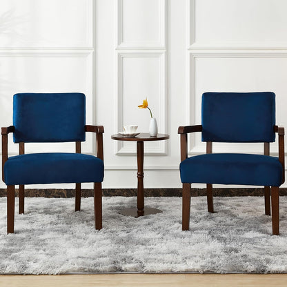 Accent Chair Set of 2 with Table, Living Room Chairs with Velvet Soft Seat & Armrests for Living