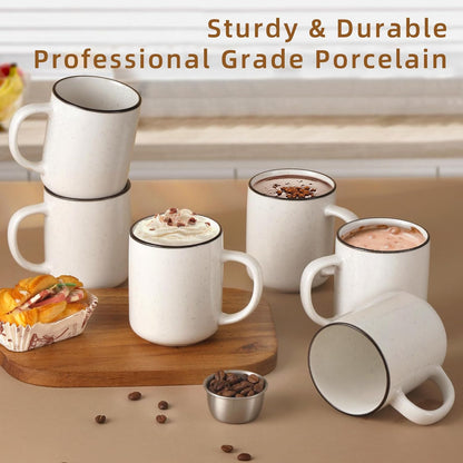 Ceramic Coffee Mug 12 oz Porcelain Coffee Mugs Set of 6 - Ceramic Coffee Cups with Handle and