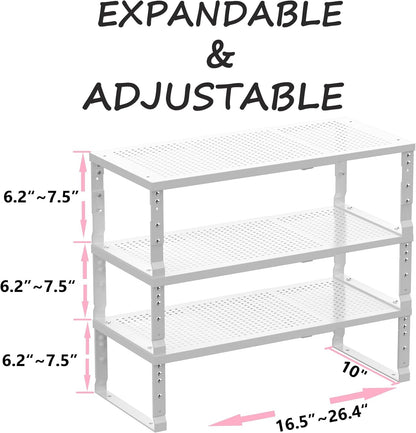 Metal Stackable Expandable Storage Shelf - Multi-Functional Home Storage Shelf, Suitable for