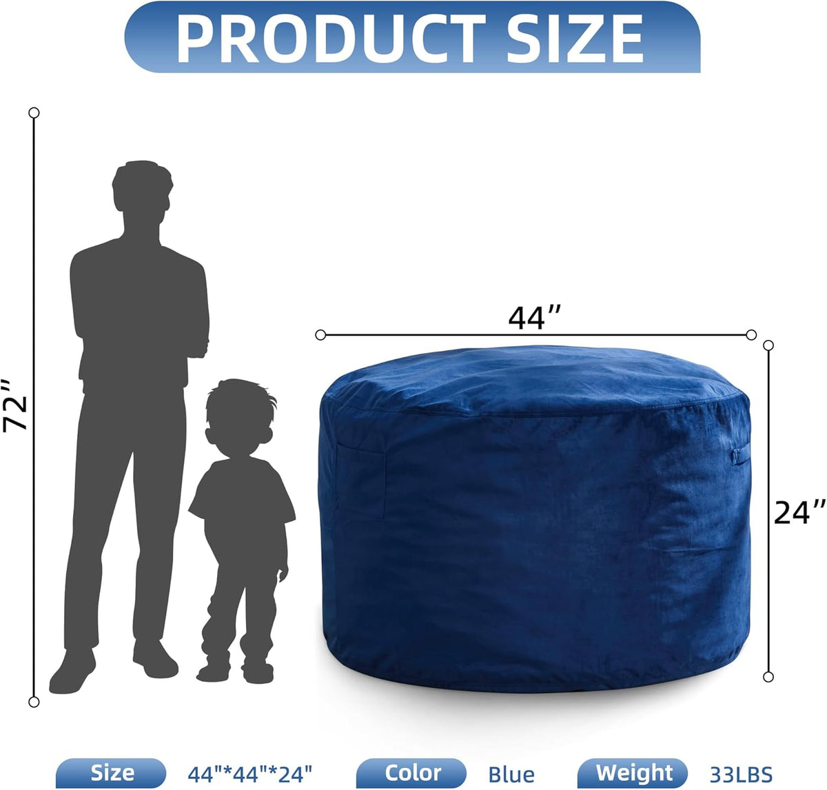 Hobestluk 4FT Bean Bag Chair Giant Bean Bag Chairs for Adults Large Bean Chairs with Removable