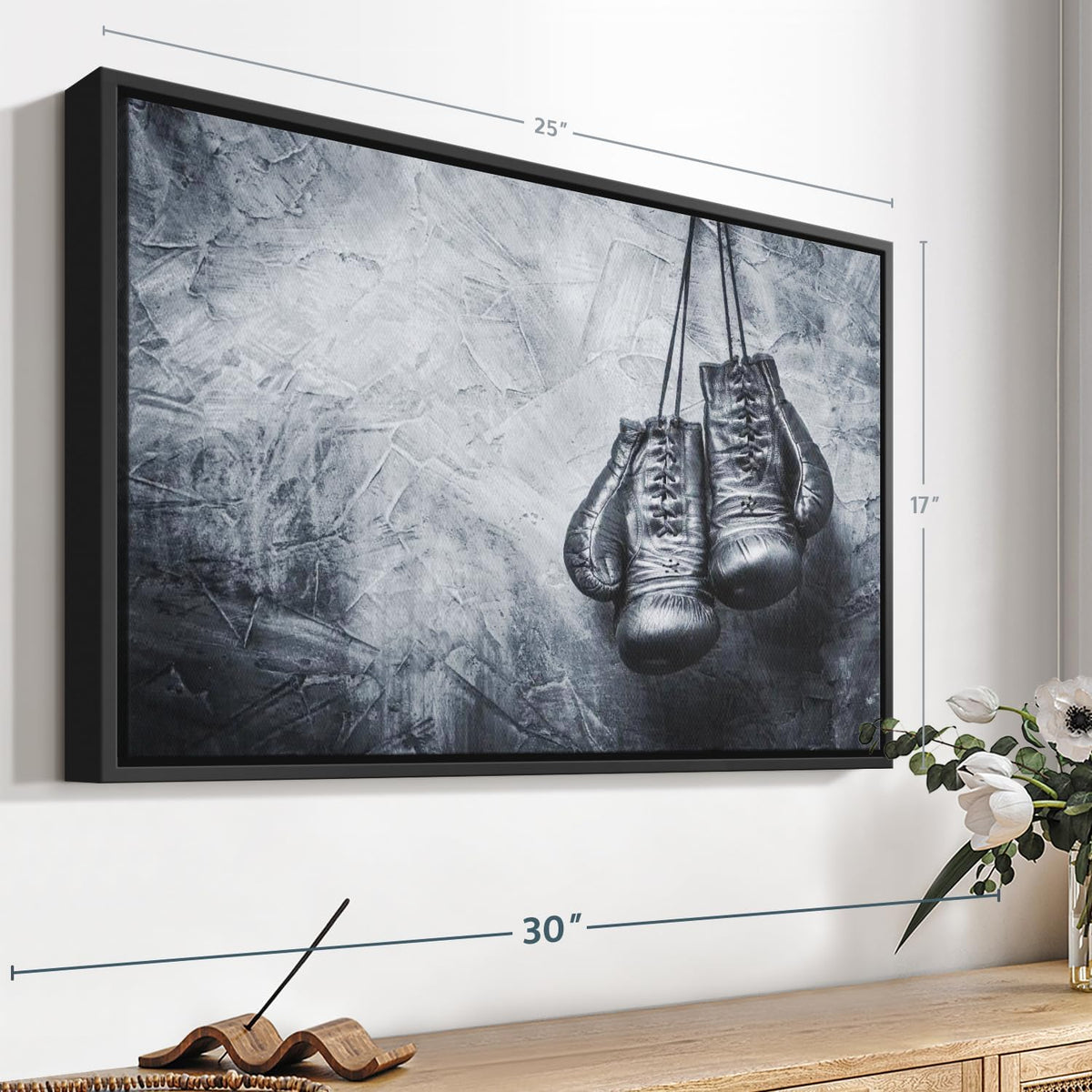 ElephantStock Boxing Gloves Wall Art - Horizontal Framed Canvas - 1-Piece Living Room Wall Decor