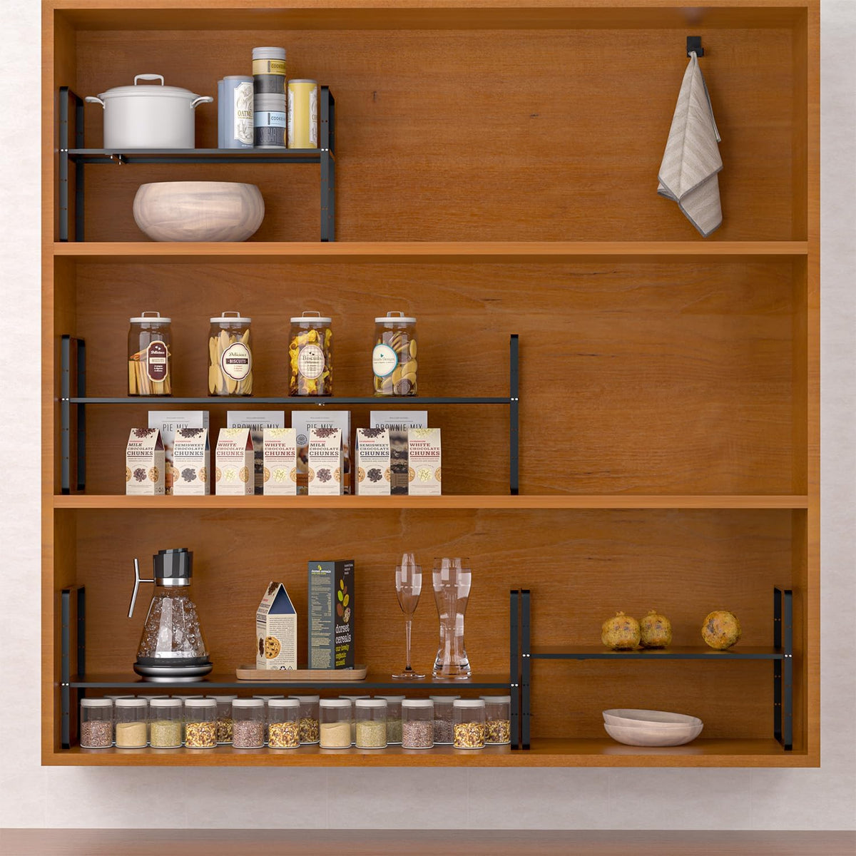iPEGTOP Expandable Cabinet Storage Shelf Organizer, Heavy Duty Steel Metal Spice Rack Adjustable