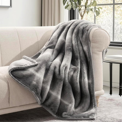 Ultra Soft Luxury Fluffy Mink Faux Fur Throw Blanket, Thick Warm Fall Winter Blankets for Bed