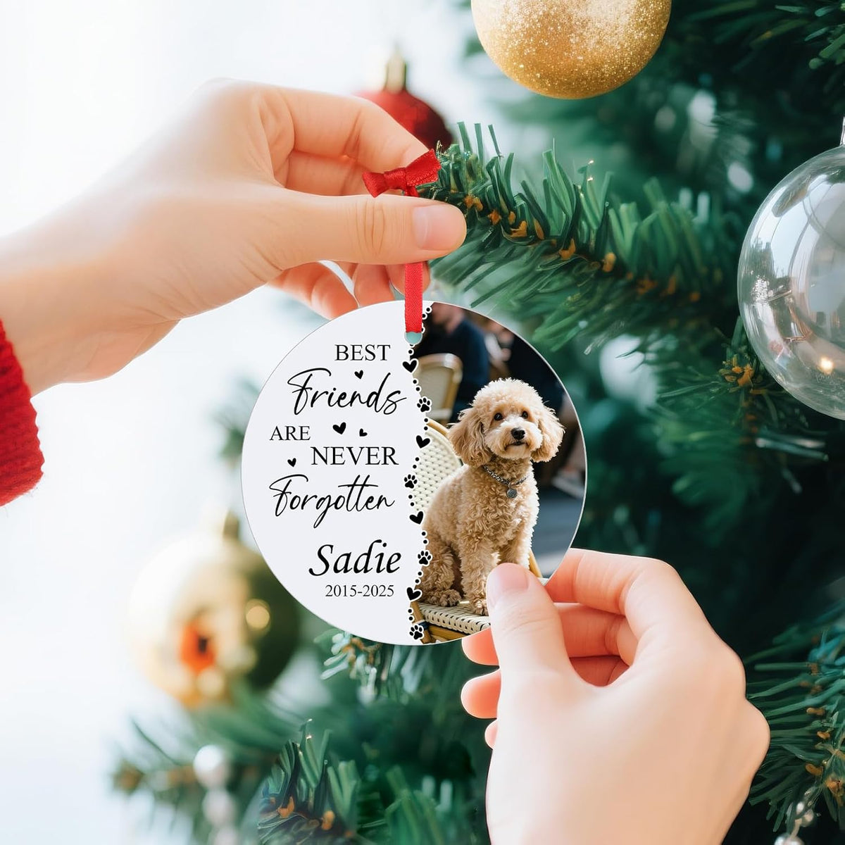 Personalized Pet Memorial Ornament - Custom Photo, Name & Dates - Sympathy Keepsake Gift for Loss