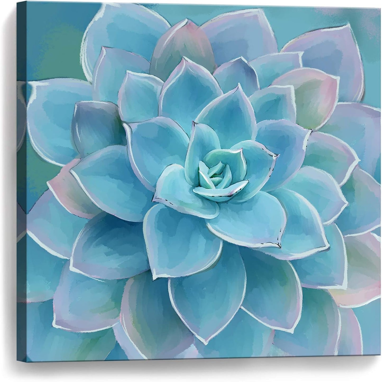 Wall Decor for Bedroom Canvas Artwork Blue-Green Succulents Prints Pictures Wall Art for Living