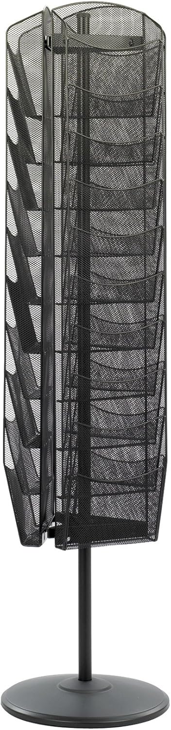 Safco Onyx Rotating Mesh Magazine Holder, Display Rack with 30 Pockets, Brochure Organizer