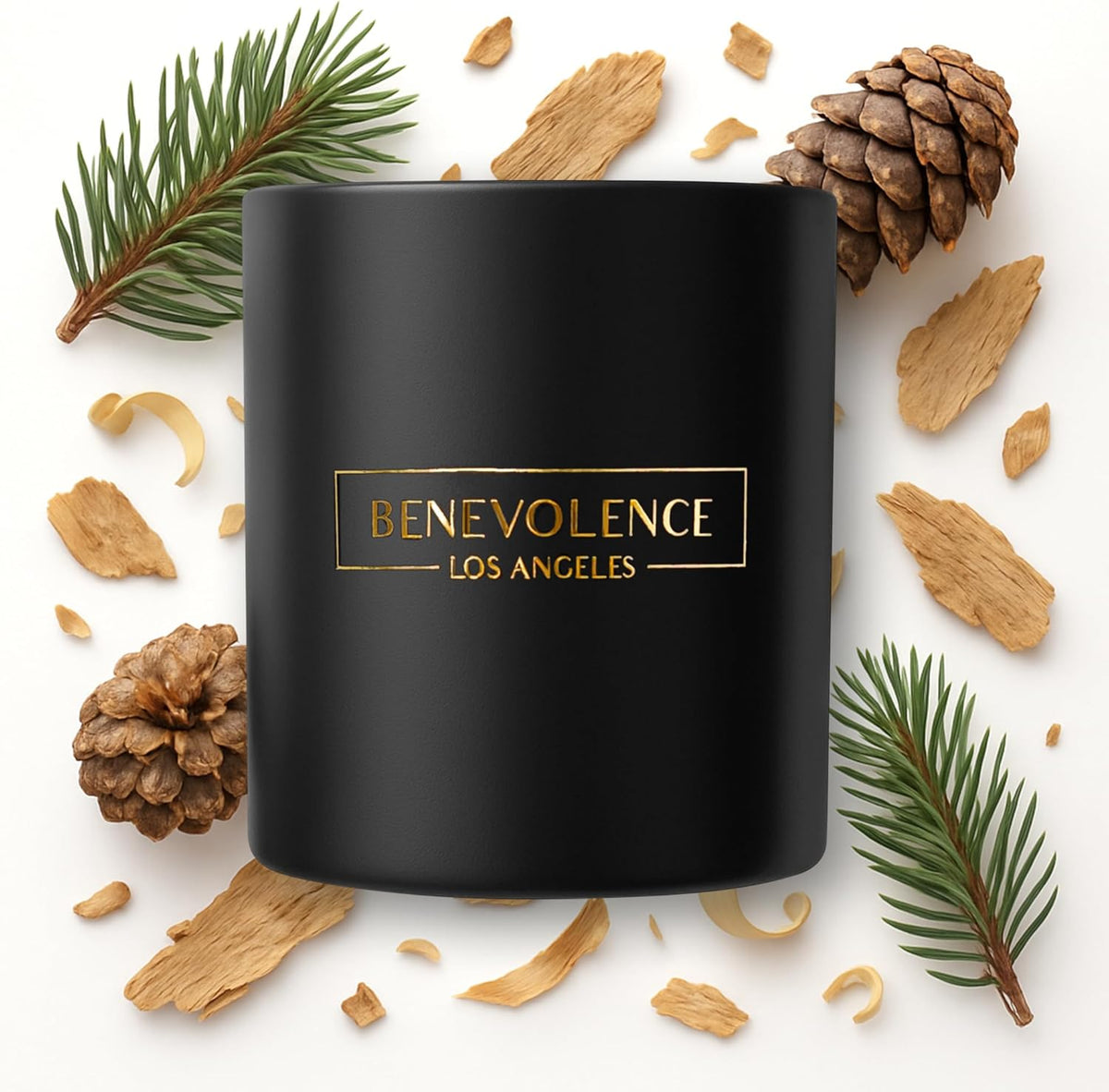 Benevolence LA Pine Scented Candle | Soy Candles, Black Candle for Home | Gifts for Women and Men |