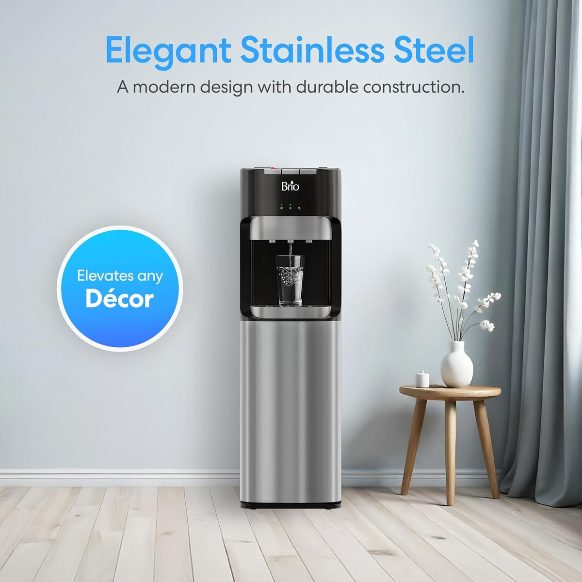 Brio Bottom Loading Water Cooler Dispenser for 5 Gallon Bottles - 3 Temperatures with Hot, Room &